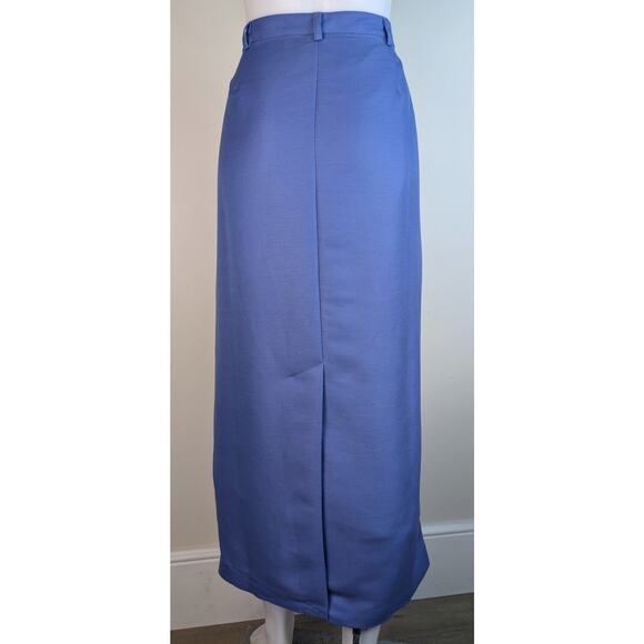 VTG Emma James Claiborne Linen Maxi Skirt 16 Blue Straight Button Front NEW - Picture 5 of 9